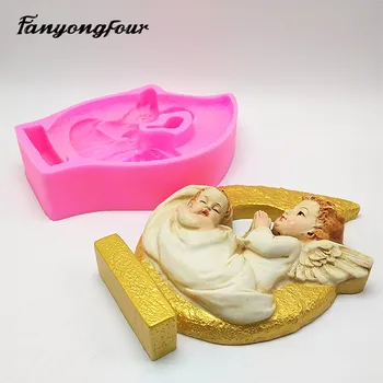 3D apkabinti kūdikio angelas silikono formos minkštas pelėsių dervos gipso šokolado žvakė pelėsių nemokamas pristatymas