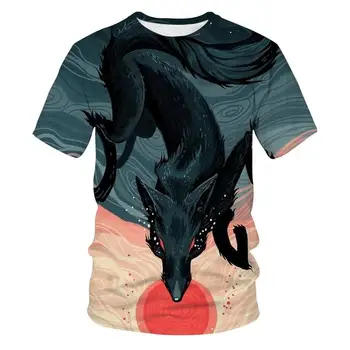 3D atspausdintas vasaros drabužių hip-hop mados berniukų ir mergaičių marškinėliai topai mielas gyvūnų grafinis fox T-shirt