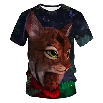 3D atspausdintas vasaros drabužių hip-hop mados berniukų ir mergaičių marškinėliai topai mielas gyvūnų grafinis fox T-shirt
