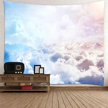 3D Dangus, balti debesys Gobelenas sienos kabo Lovatiesė Bendrabučio Padengti Paplūdimio Rankšluostį Fone Namų Kambario Sienos Meno Kelių dydžių Dropship