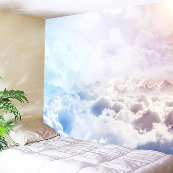 3D Dangus, balti debesys Gobelenas sienos kabo Lovatiesė Bendrabučio Padengti Paplūdimio Rankšluostį Fone Namų Kambario Sienos Meno Kelių dydžių Dropship