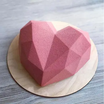 3D Diamond Meilės Širdies Formos Silikono Formų Bakeware Putėsiai Konditerijos Desertas Pelėsis