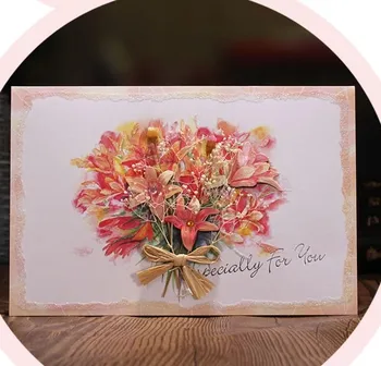 3d dovanų kortelės, vestuvių kvietimai gimtadienio kvietimą džiovintų gėlių pasirodančių kortelės Derliaus Gimtadienio Atvirukai Verslo Kraft Laimingas Birthda