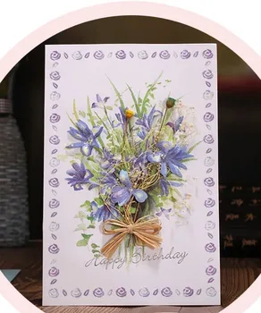 3d dovanų kortelės, vestuvių kvietimai gimtadienio kvietimą džiovintų gėlių pasirodančių kortelės Derliaus Gimtadienio Atvirukai Verslo Kraft Laimingas Birthda