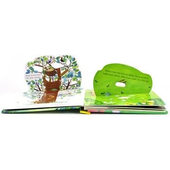 3D Engligsh Peep Knygas 14 puslapių Kartono su Tuščiavidurio įtraukti Gyvūnus, Sodas Dinozaurų Vaikams prieš Miegą Istorija Knyga 19.5*16,5 cm