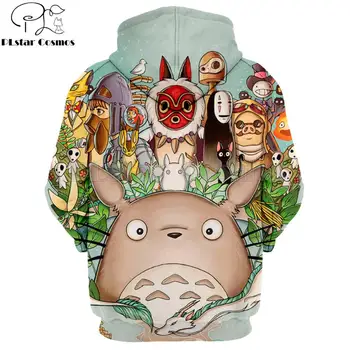 3D Full Spausdinimas Atkakli toli Japonų Anime hoodies Howl ' s Moving Castle Atsitiktinis Gobtuvu Palaidinukė Hayao Miyazaki Totoro Hoodie