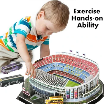 3D Galvosūkis Pasaulyje Garsaus Futbolo Stadionas Europos Futbolo Aikštelę Surinkti Pastato Modelis Dėlionės Švietimo Žaislai Vaikams