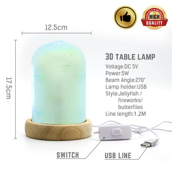 3D LED Stalo Lempa DC 5V 5W USB Įkrovimą, Magija, Nakties Šviesos Kūrybinis Dizainas 3D Apšvietimo Pasakų LED Šviesos Lempos Stilingas Stalo Lempa