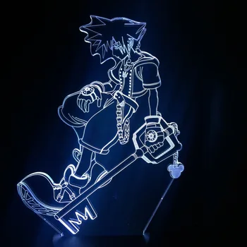 3d Naktį Lempos Žaidimas Kingdom Hearts Sora Keyblade Pav Vaikai Naktį LED Šviesos spalvotu LED Dekoracija Lempa Vaikams Miegamasis