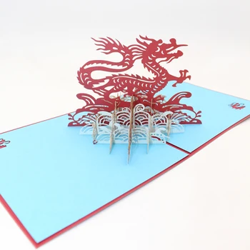 3D Rankų darbo Tradicinę Kinų Kultūrą Laimingas Debesys Dragon Popieriaus Kvietimas, atvirukas Atvirukas Draugais, Verslo Dovanų