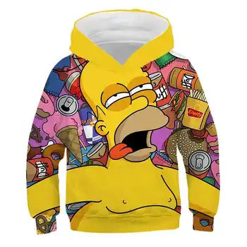 3D Simpson Vaikas Hoodie Mergina geltona kūdikių berniukų drabužius Išjungti white Atsitiktinis Harajuku hip-hop Megztiniai Megztinis Streetwear Viršuje 14T