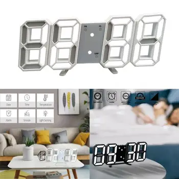 3d skaitmeninis laikrodis, žadintuvas, skaitmeninis sieninis laikrodis LED suveikimo temperatūra didelis laikrodis dovana elektroninių 1999 laikrodis laikrodis T9Z4