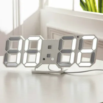 3D Skaitmeninis LED Sieninis Laikrodis Ekranas žadintuvai, Virtuvės, Biuro Stalas Desktop Wall Žiūrėti Modernus Dizainas, 24 Arba 12 Valandų Ekranas
