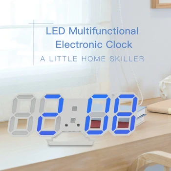 3D Skaitmeninis LED Sieninis Laikrodis Ekranas žadintuvai, Virtuvės, Biuro Stalas Desktop Wall Žiūrėti Modernus Dizainas, 24 Arba 12 Valandų Ekranas