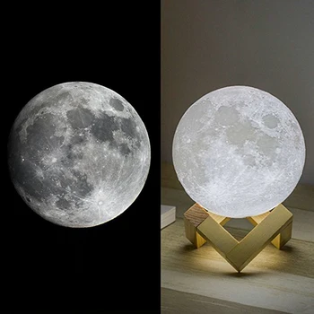 3D Spausdinimo Mėnulio Lempos Įkrovimo Mėnulio Šviesos USB LED Naktinis Apšvietimas Palieskite Jutiklio Lentelės, Stalo Lempos Namų Dekoro Kūrybingi Gimtadienio Dovanos