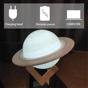 3D Spausdinimo Saturnas Lempa Led Mėnulio Šviesos USB Įkrovimo 3/16 Spalvų Namų Miegamajame Stalo Apdailos Naktį Šviesos Vaikas Kalėdų Dovana