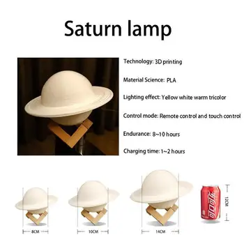 3D Spausdinimo Saturnas Lempa Led Mėnulio Šviesos USB Įkrovimo 3/16 Spalvų Namų Miegamajame Stalo Apdailos Naktį Šviesos Vaikas Kalėdų Dovana