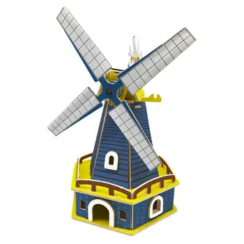 3D Sumontuotos Medinės Dėlionės Saulės Energija Varomas vėjo malūnas Dėlionės modelių Kūrimo Rinkinių, Suaugusiems, Vaikams, Švietimo Dovana Žaislas