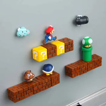 3D Super Mario Derva, Šaldytuvas Magnetai, Namų Dekoravimo, Ornamentų Figūrėlės Žaislai Vaikams Sienos Mario Magnetas Kulkos Plytų 1389