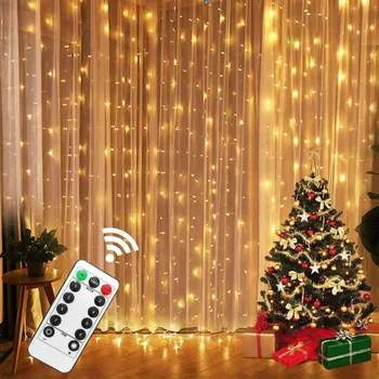 3M LED Užuolaidų Žiburiai Kalėdų Pasakos Styginių Šviesos Nuotolinio Valdymo pultas USB Naujųjų Metų Kalėdų Puošybos Girliandą Užuolaidų Lempos