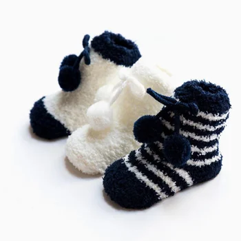 3Pair/daug Naujų rudens ir žiemos šiltos kojinės kūdikiui storas, neslidus vaikų grindų baby foot kojinių