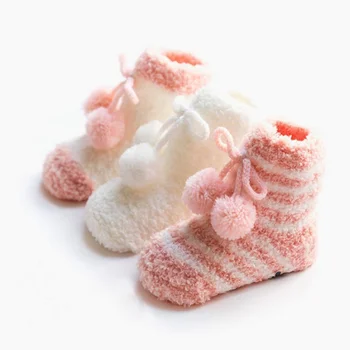 3Pair/daug Naujų rudens ir žiemos šiltos kojinės kūdikiui storas, neslidus vaikų grindų baby foot kojinių