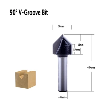 3PC 8mm Karka Kelvedžio Bitai Rinkinys Core Box Tiek Suderinta Box 90 Laipsniu V-Groove Tiek Medienos apdirbimo Įrankiai