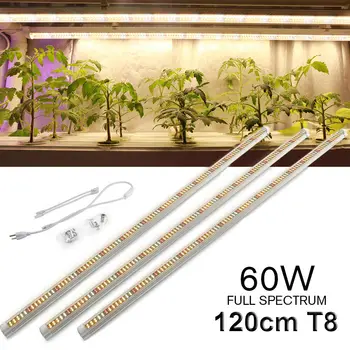 3PCS 120cm Led Grow Light Šiltas Visą Spektrą T8 LED Vamzdžių Augalų Fito Lempos Augalams Hydroponic Šiltnamio efektą sukeliančių Augti Palapinė