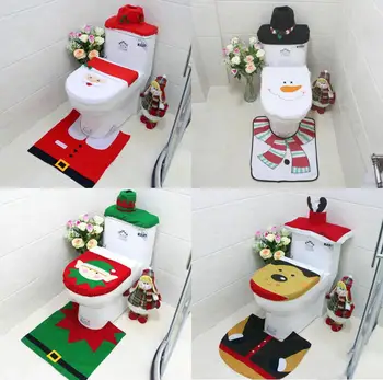 3Pcs/Set Kalėdų klozeto Dangtis Vonios kambarys Laimingas Kalėdų Dekoracijas Namų navidad Santa Sniego Eco-Friendly