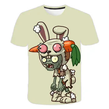 4-14T Naujų Vaikinų Tshirts Augalai Vs Zombies Karai Vaikų drabužiai Animaciją Žaidimas Modelio Mergina Drabužiai Vaikams, O-Kaklo marškinėliai