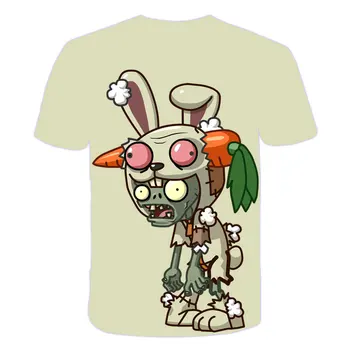 4-14T Naujų Vaikinų Tshirts Augalai Vs Zombies Karai Vaikų drabužiai Animaciją Žaidimas Modelio Mergina Drabužiai Vaikams, O-Kaklo marškinėliai