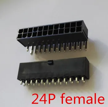 4.2 mm, juoda 24P moterų lizdas Tiesi arba Lenkta adata PC kompiuterių ATX maitinimo jungtis pagrindinėje plokštėje plastiko lukštais Būsto