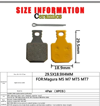 4 Poros（8pcs）Keramikos Kalnų MTB Dviratis Dviračio Diskiniai Stabdžiai Pagalvėlės Magura M5 M7 MT5 MT7 Dalys, Priedai
