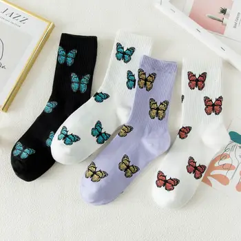 4 porų daug pack moterų kojinės spalvingas drugelis ins korėjos stiliaus mados banga tendencija mielas mielas Japonų stiliaus medvilnės kojinės