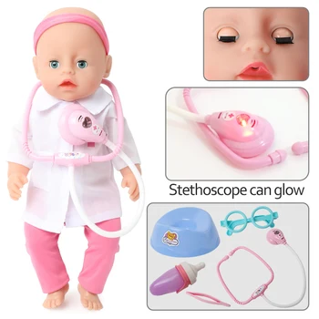 40CM bebe atgimsta Lėlės, Imitavimo garso silikoninis vandeniui 16 colių Realus baby Doll, Gydytojų drabužiai, Virtuvės komplektas Žaislai vaikams