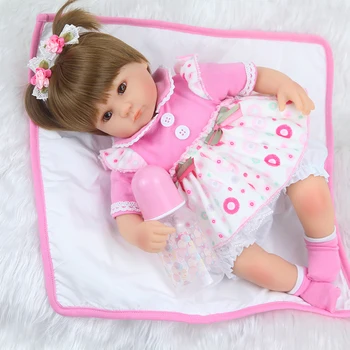 40cm Silikono Reborn Baby Doll Vaikams vaikystės draugas, Dovana Mergaitėms 16 Colių Kūdikio Minkšti Žaislai Puokštėms Lėlės Bebe Atgimsta