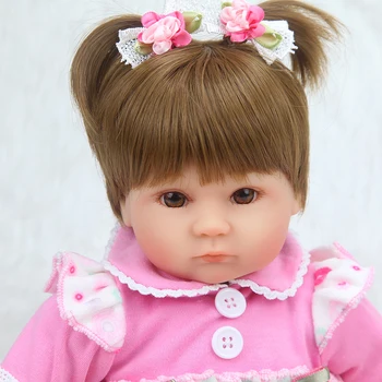 40cm Silikono Reborn Baby Doll Vaikams vaikystės draugas, Dovana Mergaitėms 16 Colių Kūdikio Minkšti Žaislai Puokštėms Lėlės Bebe Atgimsta