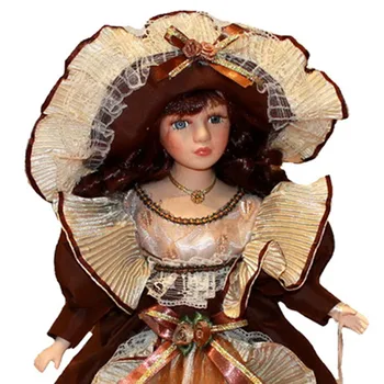 40cm Vintage Stiliaus Porceliano Lėlės Suknelę, Skrybėlę Su Stendų