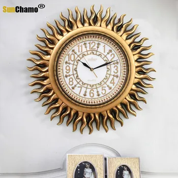 47*47cm Sieninis Laikrodis Kambarį Šiuolaikinės Mados Išjungti Kabo Laikrodis Europos Retro Dekoratyvinis Rankinis Saulės Formos Sienos, Skaitmeninis Laikrodis