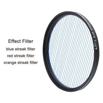 49mm spalva serija filtras 52mm blue streak filtras Star šviesos efektas filtrai 55mm orange dot linijos filtras 58mm Ekrano išplėsti objektyvas