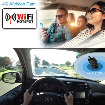 4G Automobilių DVR Brūkšnys Camra Automobilių Kameros GPS Tracker AiVision Cam HD 1080P Dual Camera Nuotolinio Stebėjimo Transliacija WiFi Hotspot