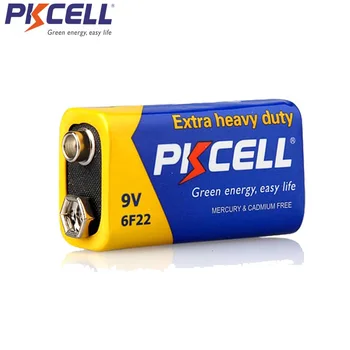 4PC PKCELL 9V 6F22 Papildomų sunkiųjų Anglies Cinko Baterija 9 Voltų Baterijos Lygi CR9V ER9V 6LR61 baterijų elektroninių therm