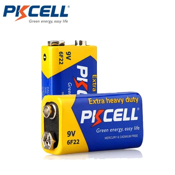 4PC PKCELL 9V 6F22 Papildomų sunkiųjų Anglies Cinko Baterija 9 Voltų Baterijos Lygi CR9V ER9V 6LR61 baterijų elektroninių therm