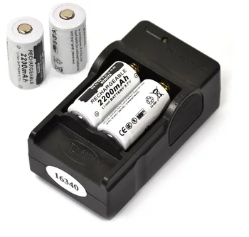4PCS CR123A 16340 Baterija 2200mAh 3.7 V, Li-ion Įkraunama Baterija+16340 Įkroviklis