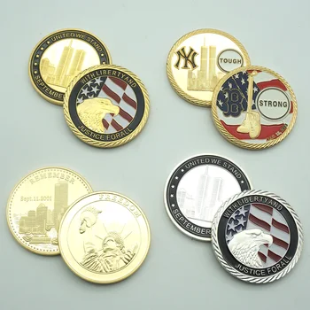 4pcs/daug 1 Oz Aukso Monetas, Amerikos 911 suvenyrai JAV Pasaulio Prekybos Centras moneta Nemokamas pristatymas