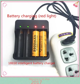 4pcs naujos baterijos 18650), 3,7 V 9900 mah Li jonų baterijos 18650 batery +18650 baterijos kroviklis protingas