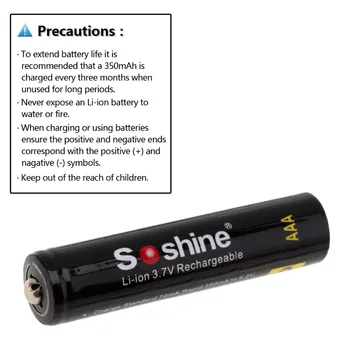 4PCS/pak Soshine 3.7 V 10440 Li-ion baterija 350mAh AAA Akumuliatoriai LED Žibintai priekiniai Žibintai, Aukštos Kokybės
