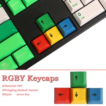 4Pcs Rinkinys CMYK Spalvų OEM Profilis PBT Dyesub Keycaps WASD/ Rodyklių Klavišą Kryptimi Keycap Nustatyti Mechaninė Žaidimų Klaviatūra