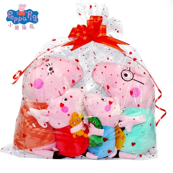 4pcs/rinkinys Peppa pig George 'pepa Pig Šeimos Pliušiniai Žaislai peppa pig maišelį Įdaryti Lėlės, dekoracijos Kuprinę Ornamentas 