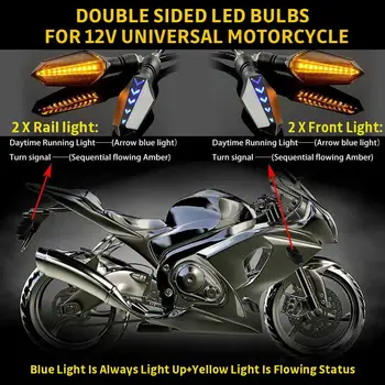 4pcs/set Motociklo Universalus LED Posūkio Signalai, Trumpas Posūkio Rodiklio Žibintai avariniai žibintai Flashers Gintaro Spalvos Priedai